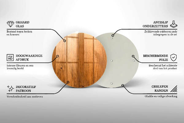 Piatto in vetro per candele su tavole di legno