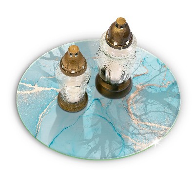 Piatto in vetro per candele con motivo a pietra astratta