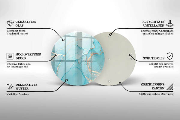 Piatto in vetro per candele con motivo a pietra astratta