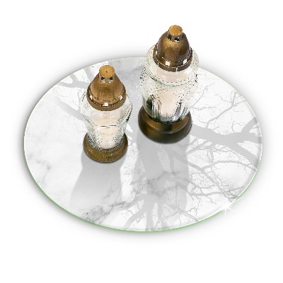 Sottobicchiere in vetro per candele tombali con motivo in stile marmo moderno
