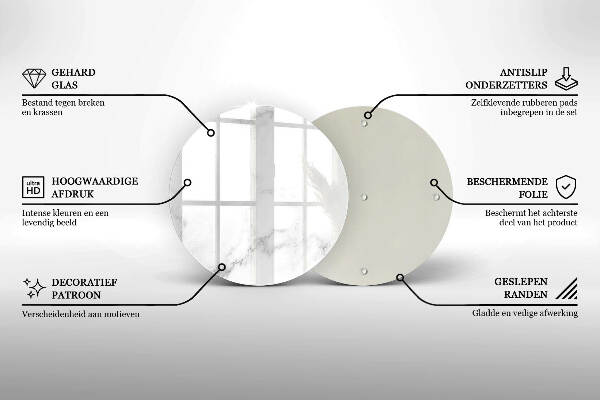 Sottobicchiere in vetro per candele tombali con motivo in stile marmo moderno