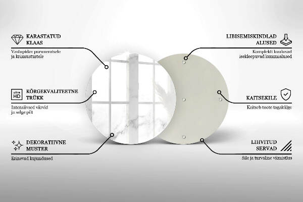 Sottobicchiere in vetro per candele tombali con motivo in stile marmo moderno
