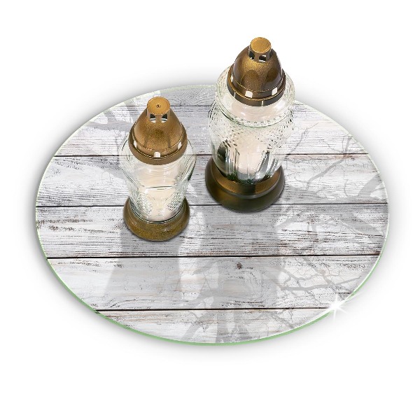 Piatto in vetro per candele con base in legno leggera