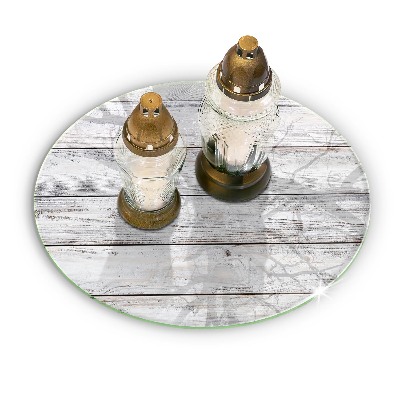 Piatto in vetro per candele con base in legno leggera