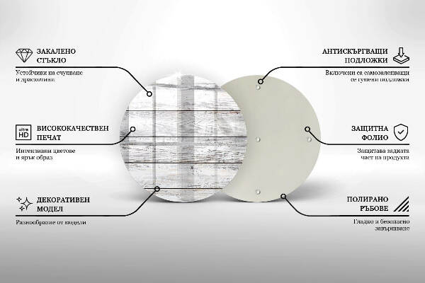 Piatto in vetro per candele con base in legno leggera