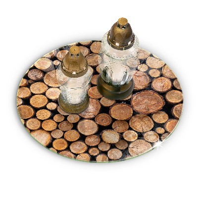 Sottobicchiere in vetro per candele tombali con motivo a tronchi d'albero