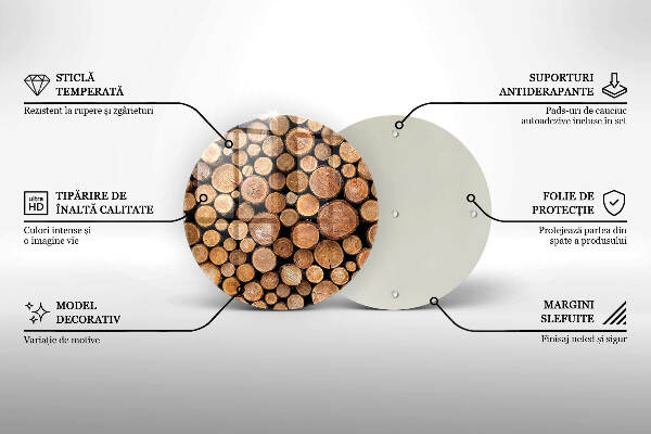 Sottobicchiere in vetro per candele tombali con motivo a tronchi d'albero
