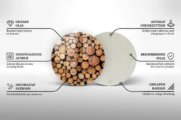 Sottobicchiere in vetro per candele tombali con motivo a tronchi d'albero