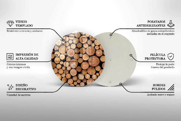 Sottobicchiere in vetro per candele tombali con motivo a tronchi d'albero