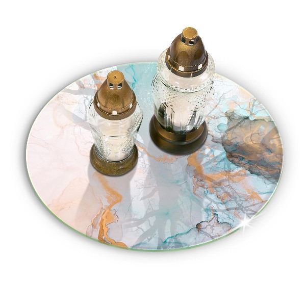 Sottobicchiere in vetro per candele tombali con motivo a marmo astratto