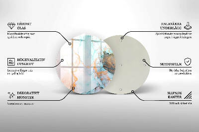 Sottobicchiere in vetro per candele tombali con motivo a marmo astratto