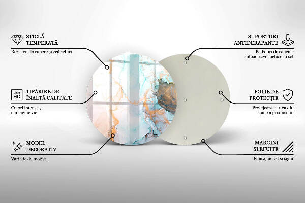 Sottobicchiere in vetro per candele tombali con motivo a marmo astratto