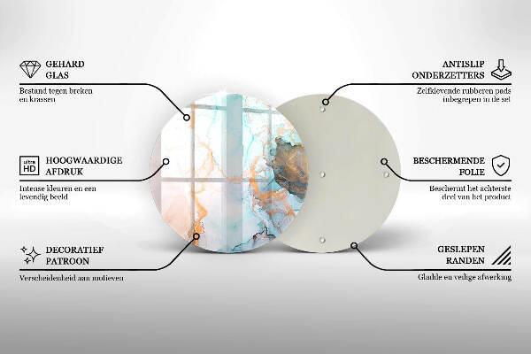 Sottobicchiere in vetro per candele tombali con motivo a marmo astratto