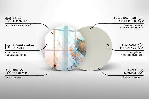 Sottobicchiere in vetro per candele tombali con motivo a marmo astratto