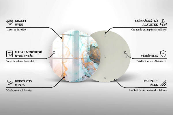 Sottobicchiere in vetro per candele tombali con motivo a marmo astratto