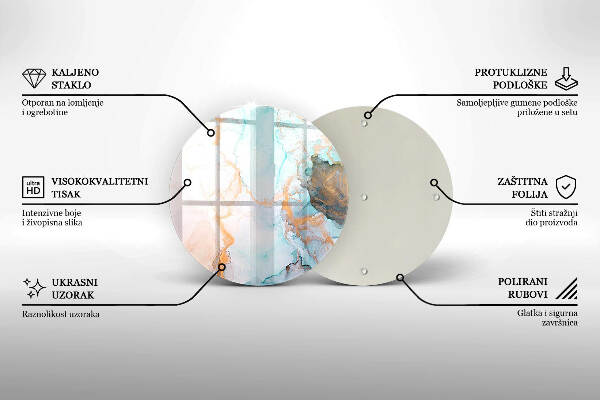 Sottobicchiere in vetro per candele tombali con motivo a marmo astratto