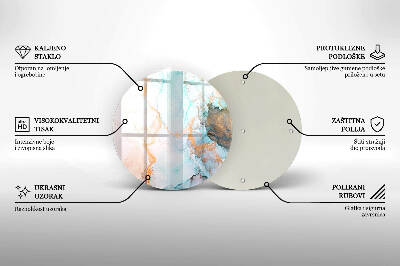 Sottobicchiere in vetro per candele tombali con motivo a marmo astratto