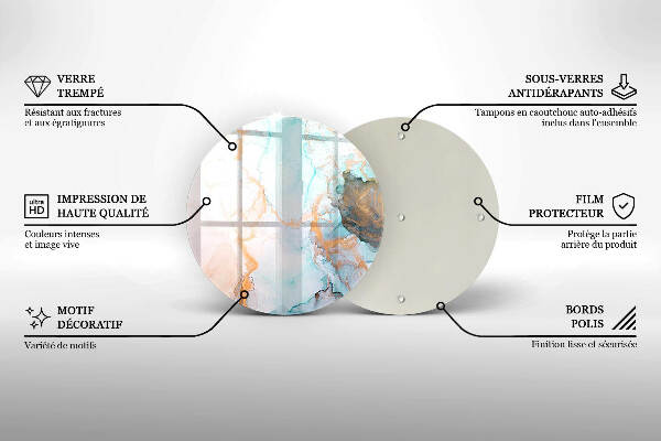Sottobicchiere in vetro per candele tombali con motivo a marmo astratto