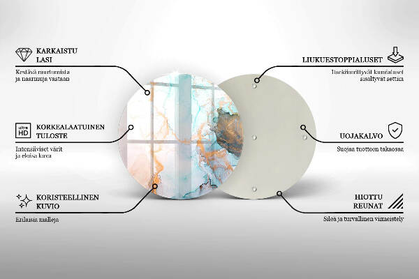 Sottobicchiere in vetro per candele tombali con motivo a marmo astratto
