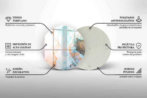 Sottobicchiere in vetro per candele tombali con motivo a marmo astratto