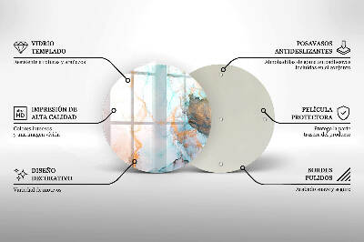 Sottobicchiere in vetro per candele tombali con motivo a marmo astratto