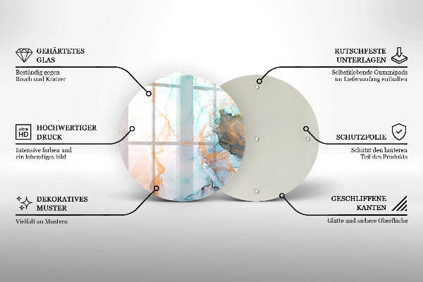 Sottobicchiere in vetro per candele tombali con motivo a marmo astratto