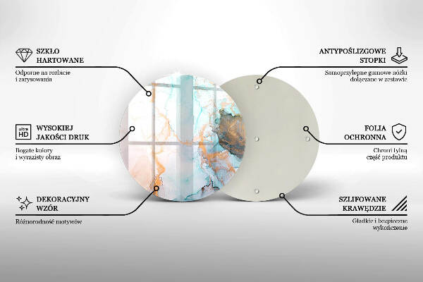 Sottobicchiere in vetro per candele tombali con motivo a marmo astratto