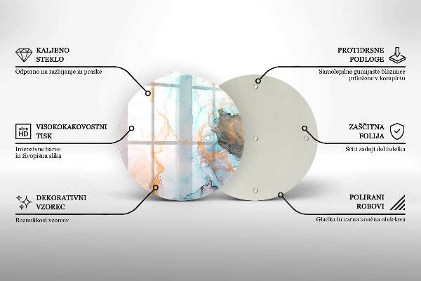 Sottobicchiere in vetro per candele tombali con motivo a marmo astratto