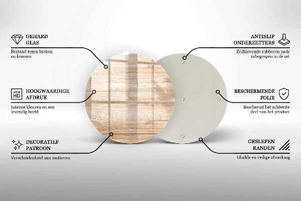 Piatto in vetro per candele con base in legno