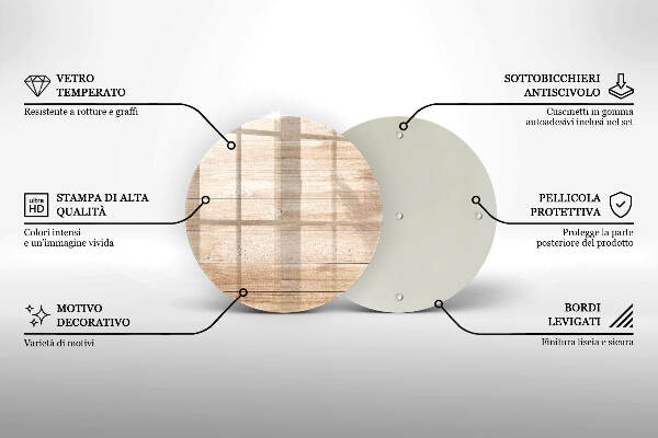 Piatto in vetro per candele con base in legno