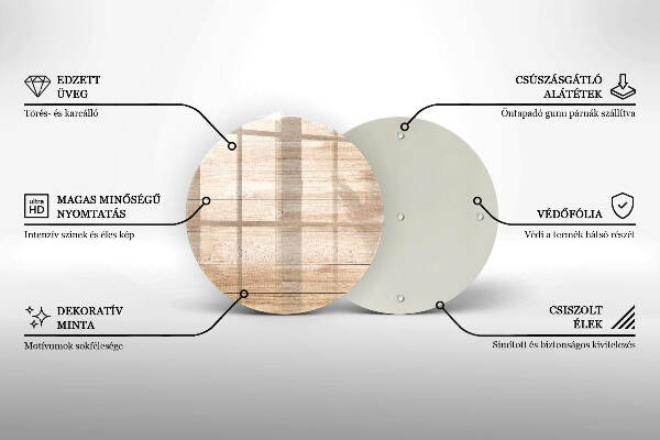 Piatto in vetro per candele con base in legno