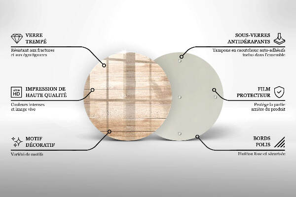 Piatto in vetro per candele con base in legno