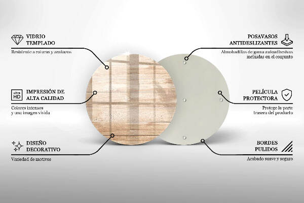 Piatto in vetro per candele con base in legno