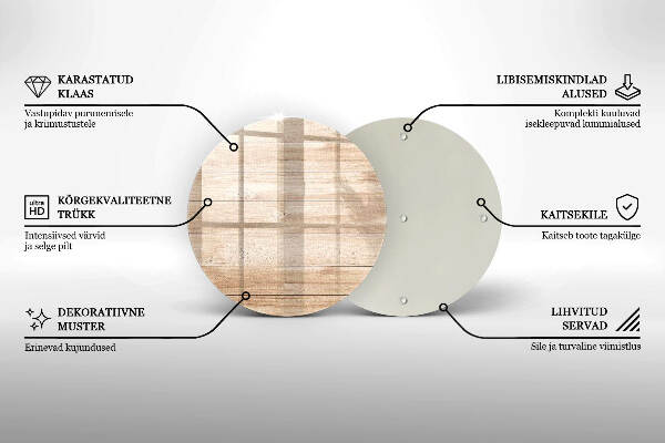 Piatto in vetro per candele con base in legno