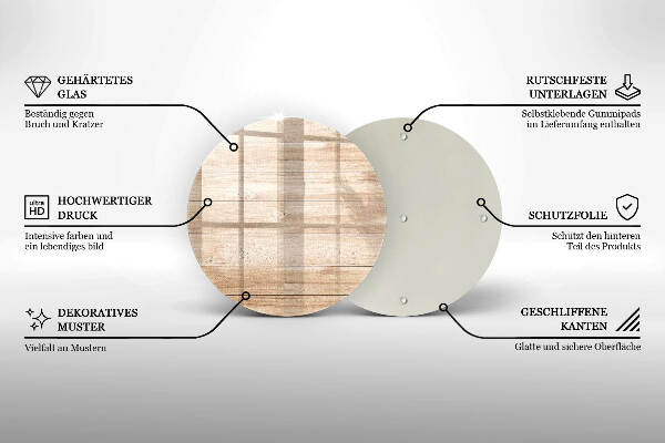 Piatto in vetro per candele con base in legno