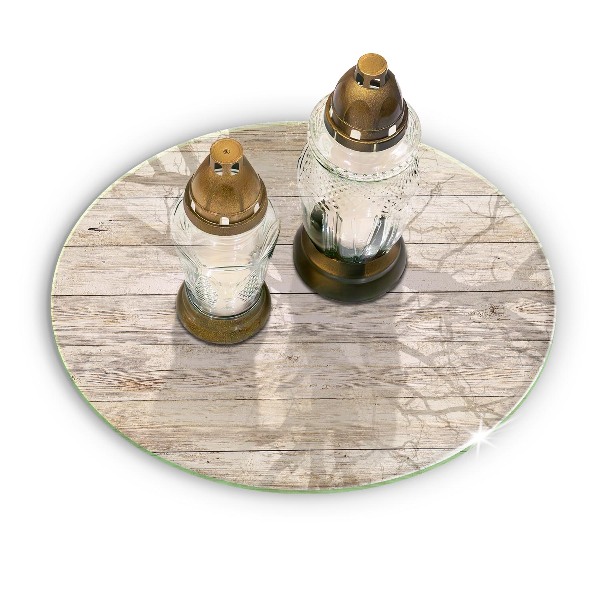 Piatto in vetro per candele con base in legno