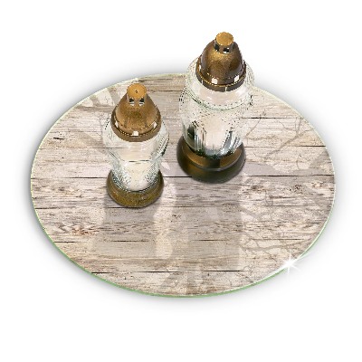 Piatto in vetro per candele con base in legno