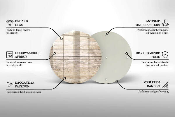 Piatto in vetro per candele con base in legno