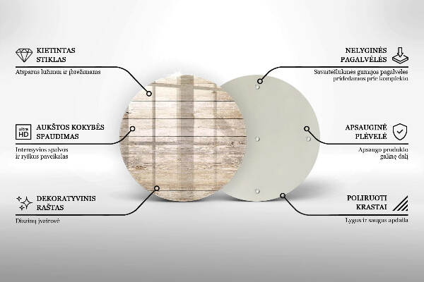 Piatto in vetro per candele con base in legno