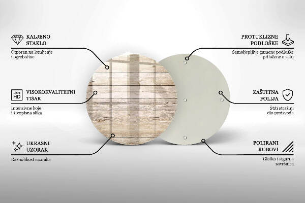 Piatto in vetro per candele con base in legno