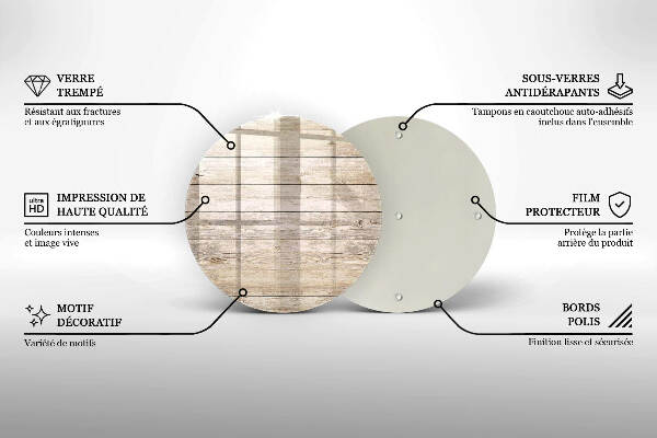 Piatto in vetro per candele con base in legno