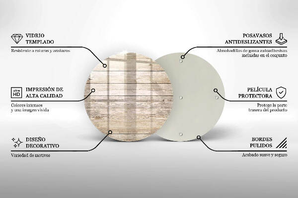 Piatto in vetro per candele con base in legno