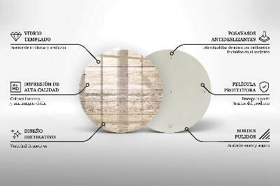 Piatto in vetro per candele con base in legno