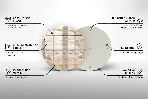 Piatto in vetro per candele con base in legno