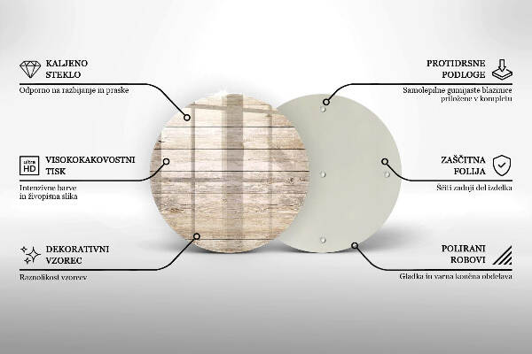 Piatto in vetro per candele con base in legno