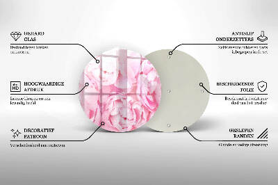 Sottobicchiere in vetro per candele tombali con motivo di peonie delicate