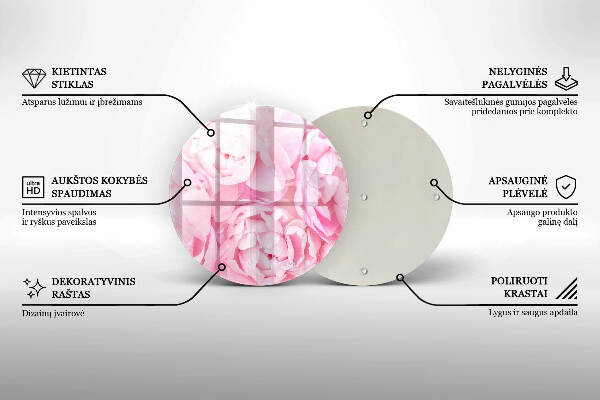 Sottobicchiere in vetro per candele tombali con motivo di peonie delicate