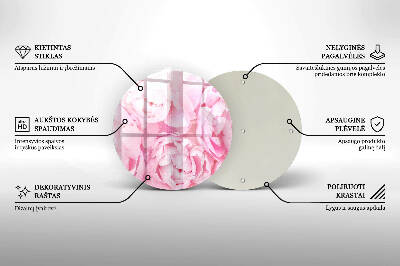 Sottobicchiere in vetro per candele tombali con motivo di peonie delicate