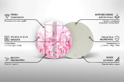 Sottobicchiere in vetro per candele tombali con motivo di peonie delicate