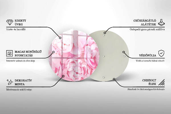 Sottobicchiere in vetro per candele tombali con motivo di peonie delicate